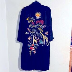 Johnny Was long linen jacket with lots of embroidery NWT